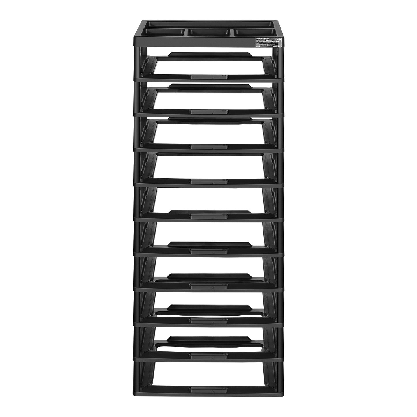 Plastic Storage Organizer 10-Layer Large Capacity with Organizer Top Black Frame