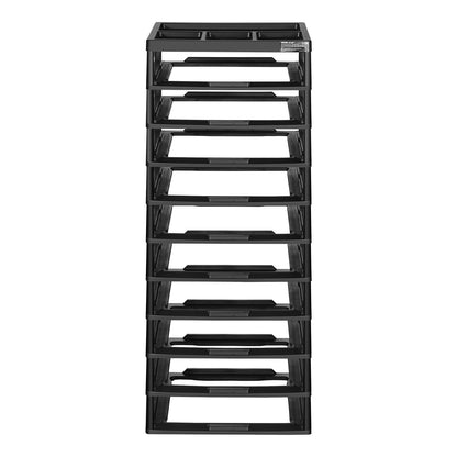 Plastic Storage Organizer 10-Layer Large Capacity with Organizer Top Black Frame