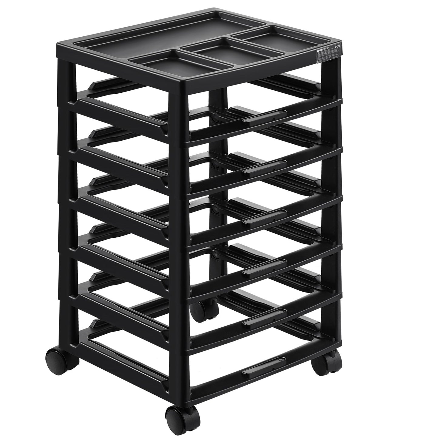 Scrapbook Rolling Storage Cart 6-Tier Large Capacity with Organization Top Black