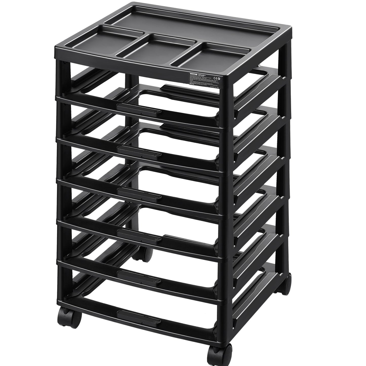Scrapbook Rolling Storage Cart 6-Tier Large Capacity with Organization Top Black