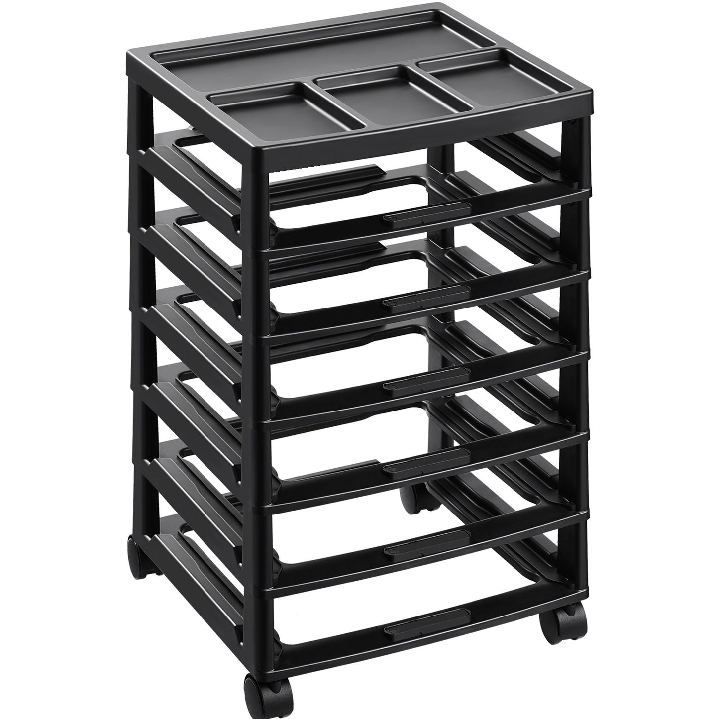 Scrapbook Rolling Storage Cart 6-Tier Large Capacity with Organization Top Black