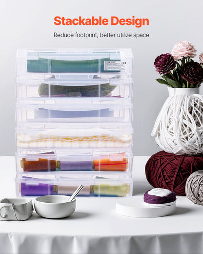 Scrapbook Paper Storage 6-Pack Stackable Plastic Board Game Boxes Clear Case