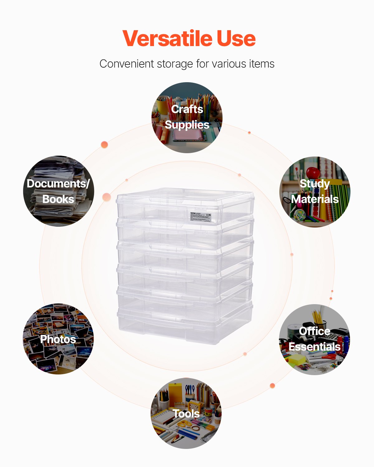 Scrapbook Paper Storage 6-Pack Stackable Plastic Board Game Boxes Clear Case