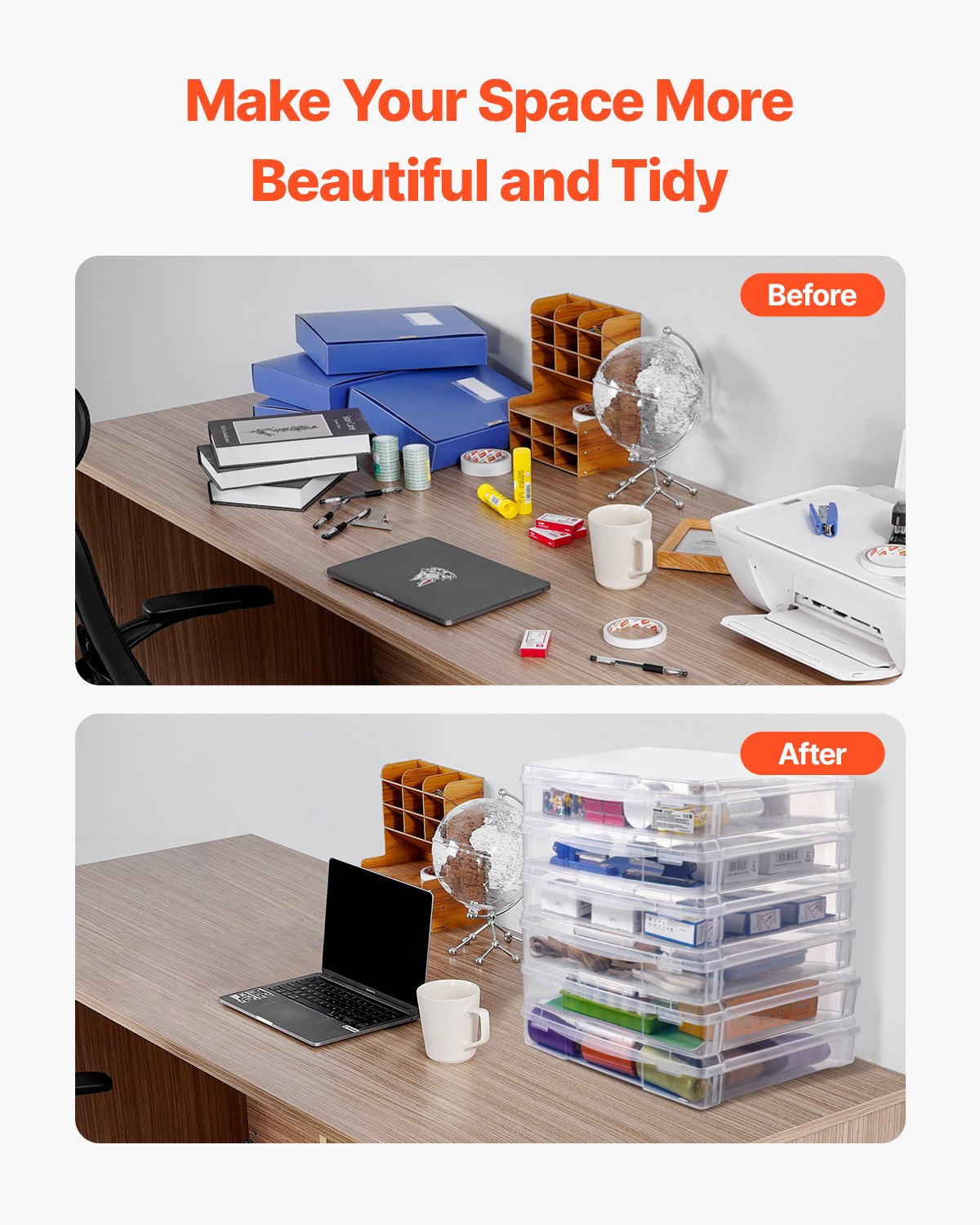 Scrapbook Paper Storage 6-Pack Stackable Plastic Board Game Boxes Clear Case