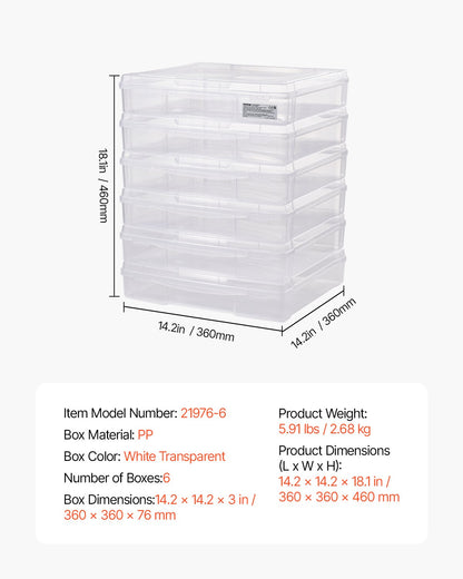 Scrapbook Paper Storage 6-Pack Stackable Plastic Board Game Boxes Clear Case