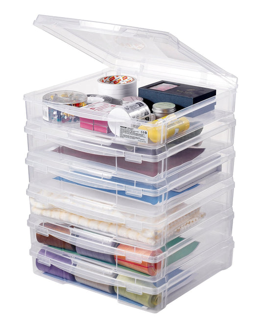 Scrapbook Paper Storage 6-Pack Stackable Plastic Board Game Boxes Clear Case