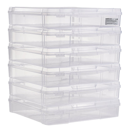 Scrapbook Paper Storage 6-Pack Stackable Plastic Board Game Boxes Clear Case