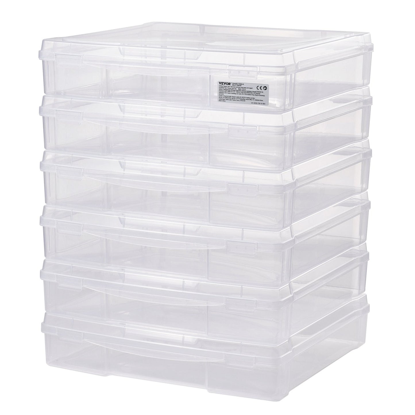 Scrapbook Paper Storage 6-Pack Stackable Plastic Board Game Boxes Clear Case