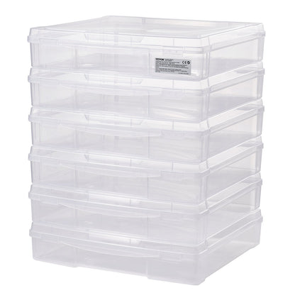 Scrapbook Paper Storage 6-Pack Stackable Plastic Board Game Boxes Clear Case