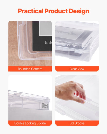 Scrapbook Paper Storage 4-Pack Stackable Plastic Board Game Boxes Clear Case