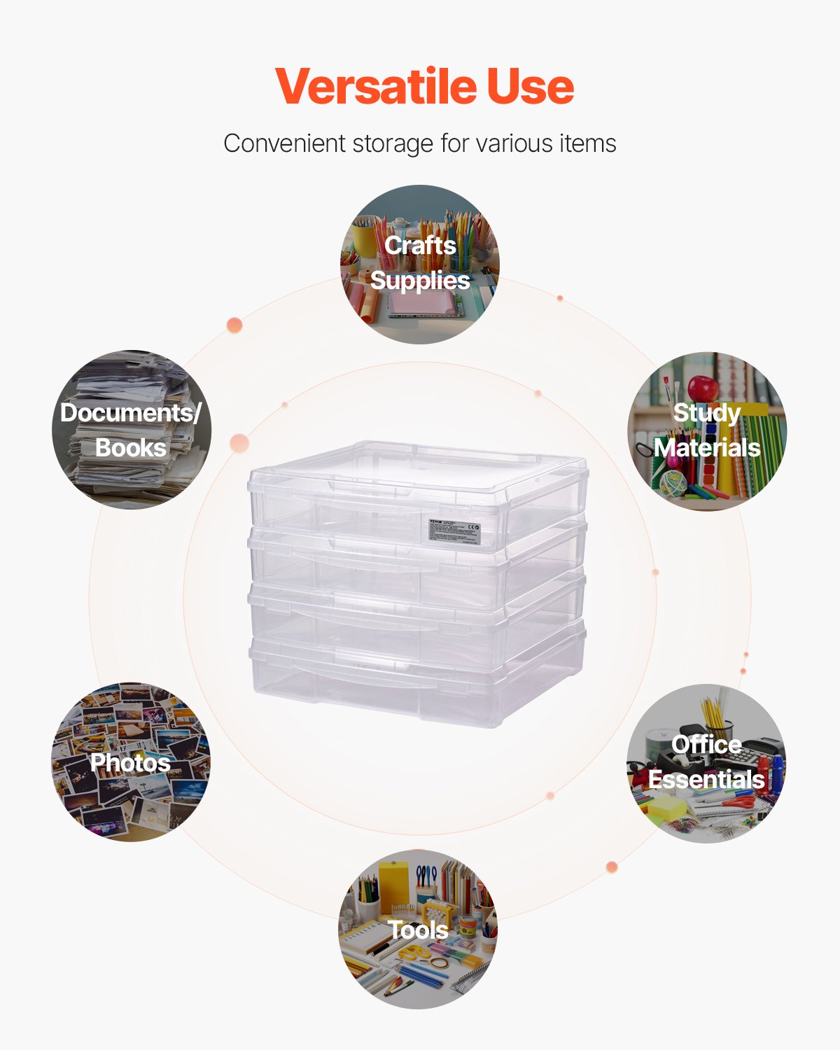 Scrapbook Paper Storage 4-Pack Stackable Plastic Board Game Boxes Clear Case