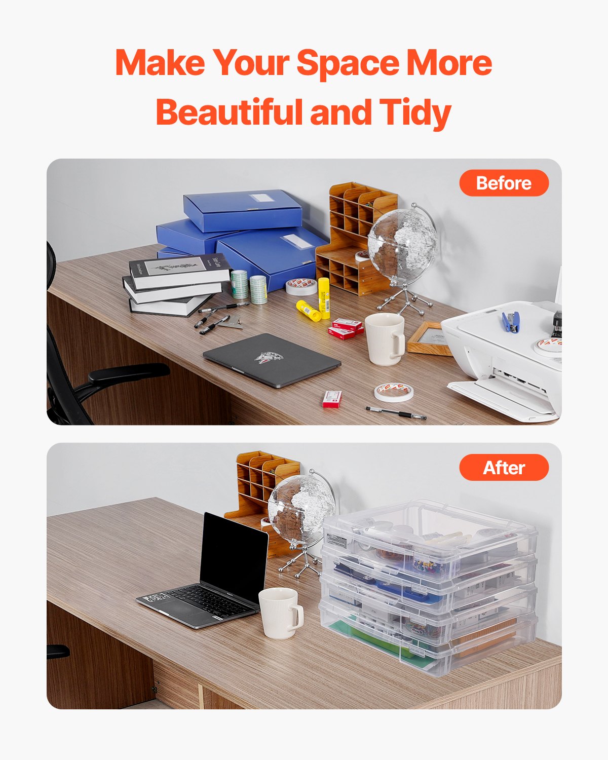 Scrapbook Paper Storage 4-Pack Stackable Plastic Board Game Boxes Clear Case