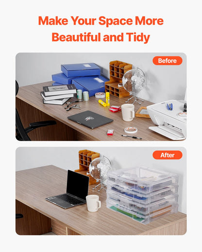 Scrapbook Paper Storage 4-Pack Stackable Plastic Board Game Boxes Clear Case