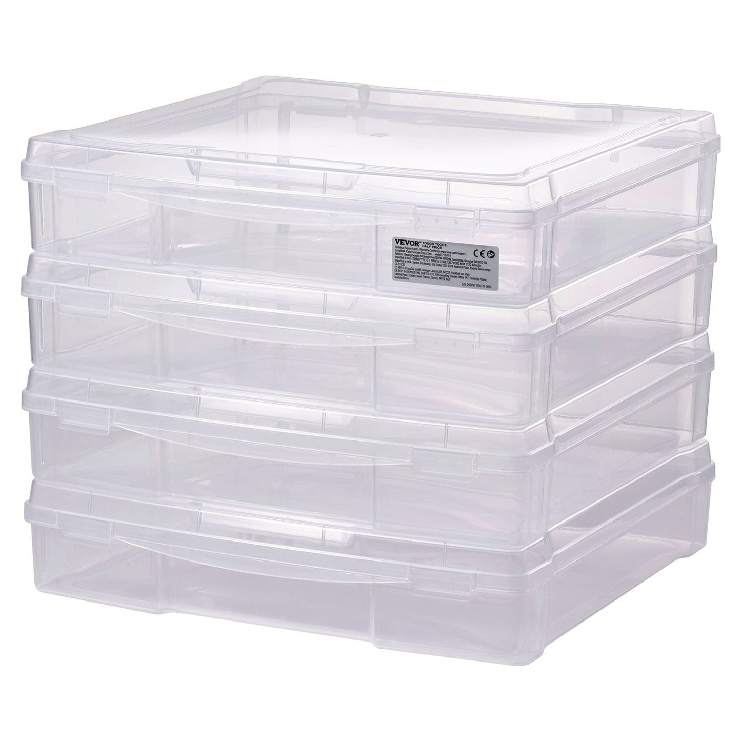 Scrapbook Paper Storage 4-Pack Stackable Plastic Board Game Boxes Clear Case