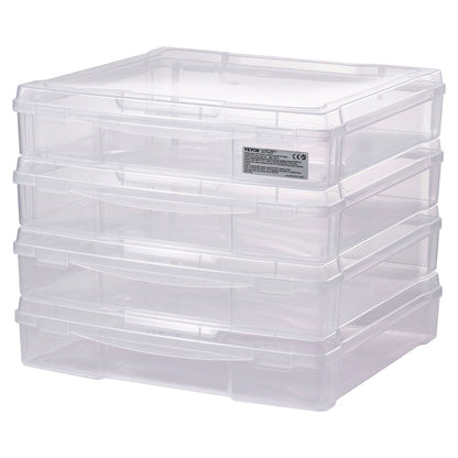 Scrapbook Paper Storage 4-Pack Stackable Plastic Board Game Boxes Clear Case