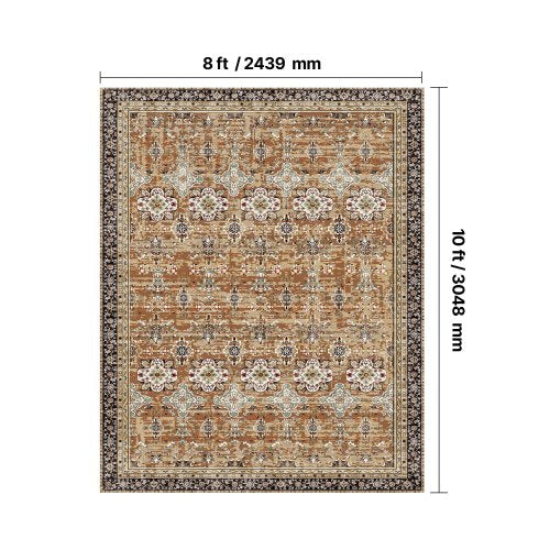 Stor yta 2,4 x 3,4 m halkfri inomhusmatta Vintage brun grön