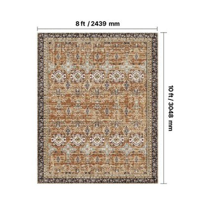 Stor yta 2,4 x 3,4 m halkfri inomhusmatta Vintage brun grön