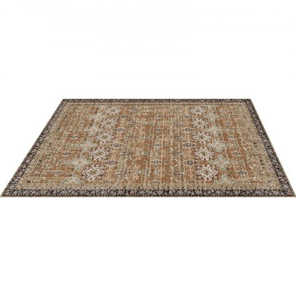 Stor yta 2,4 x 3,4 m halkfri inomhusmatta Vintage brun grön
