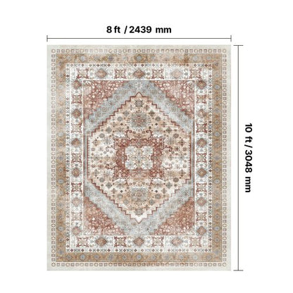 Stor yta 2,4 x 3,4 m halkfri inomhusmatta vintage brun röd