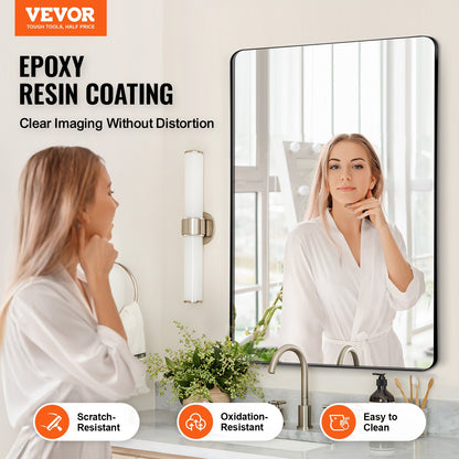 Square Wall Mounted Mirror 22" x 30" Mirror with Aluminum Frame