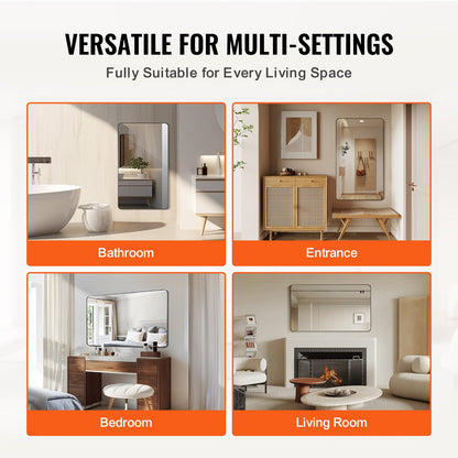 Square Wall Mounted Mirror 30" x 48" Mirror with Aluminum Frame