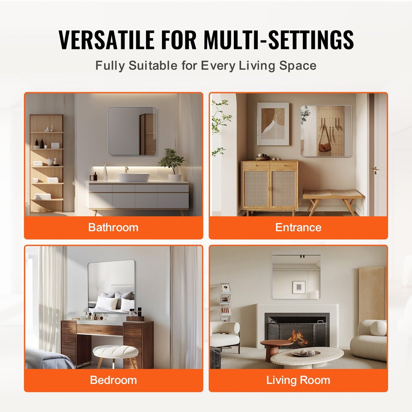 Square Wall Mounted Mirror 36" x 36" Mirror with Aluminum Alloy Frame