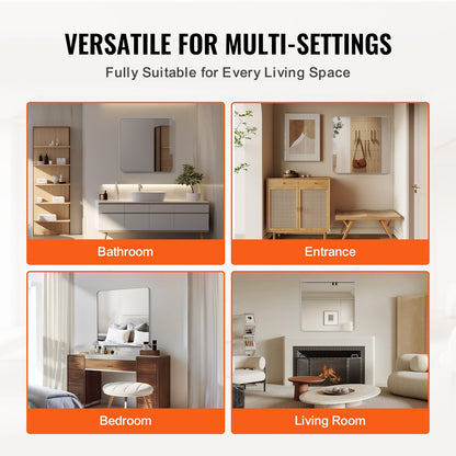 Square Wall Mounted Mirror 36" x 36" Mirror with Aluminum Alloy Frame