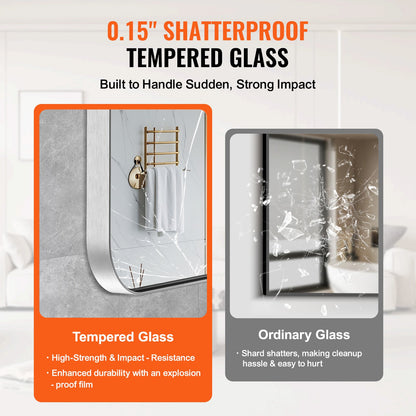 Square Wall Mounted Mirror 36" x 48" Mirror with Aluminum Frame