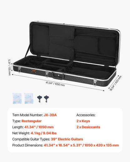 Electric Guitar Hard Case 41.34 in with Lock and Keys for Electric Guitar