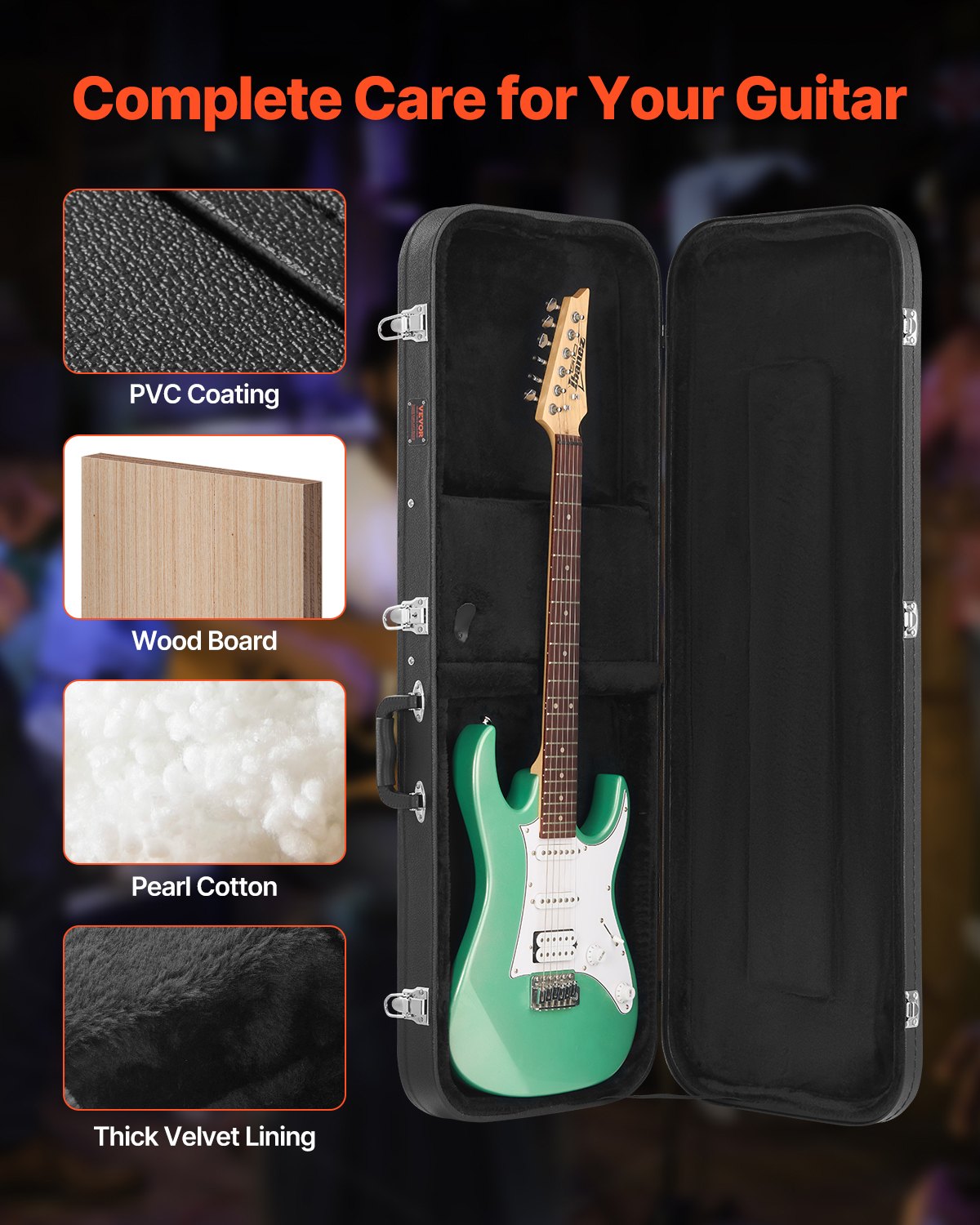 Electric Guitar Hard Case 43.11 in med lås och nyckel för elgitarr