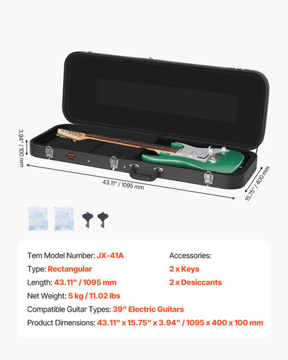 Electric Guitar Hard Case 43.11 in med lås och nyckel för elgitarr