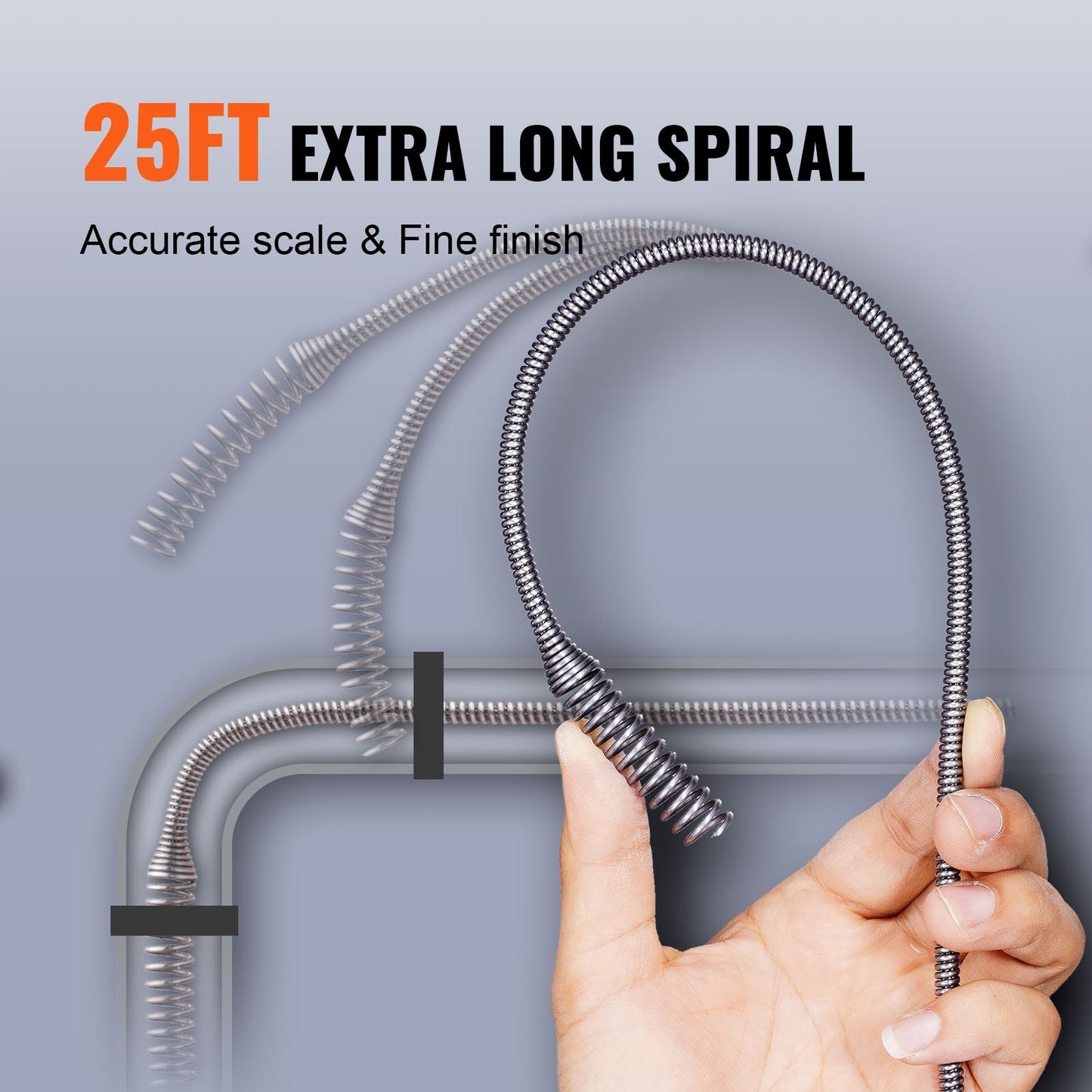 Drain Auger 25 Ft, Plumbing Snake Auto Feed, Plumber Snake with Drill Attachment, Pipe Snake Drain Clog Remover for Kitchen Bathroom Shower Sink with Protective Hose and Gloves