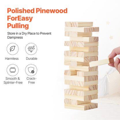Tumbling Timber Toy 54 Block Tumling Tower Blocks Game Pine Wood Crate