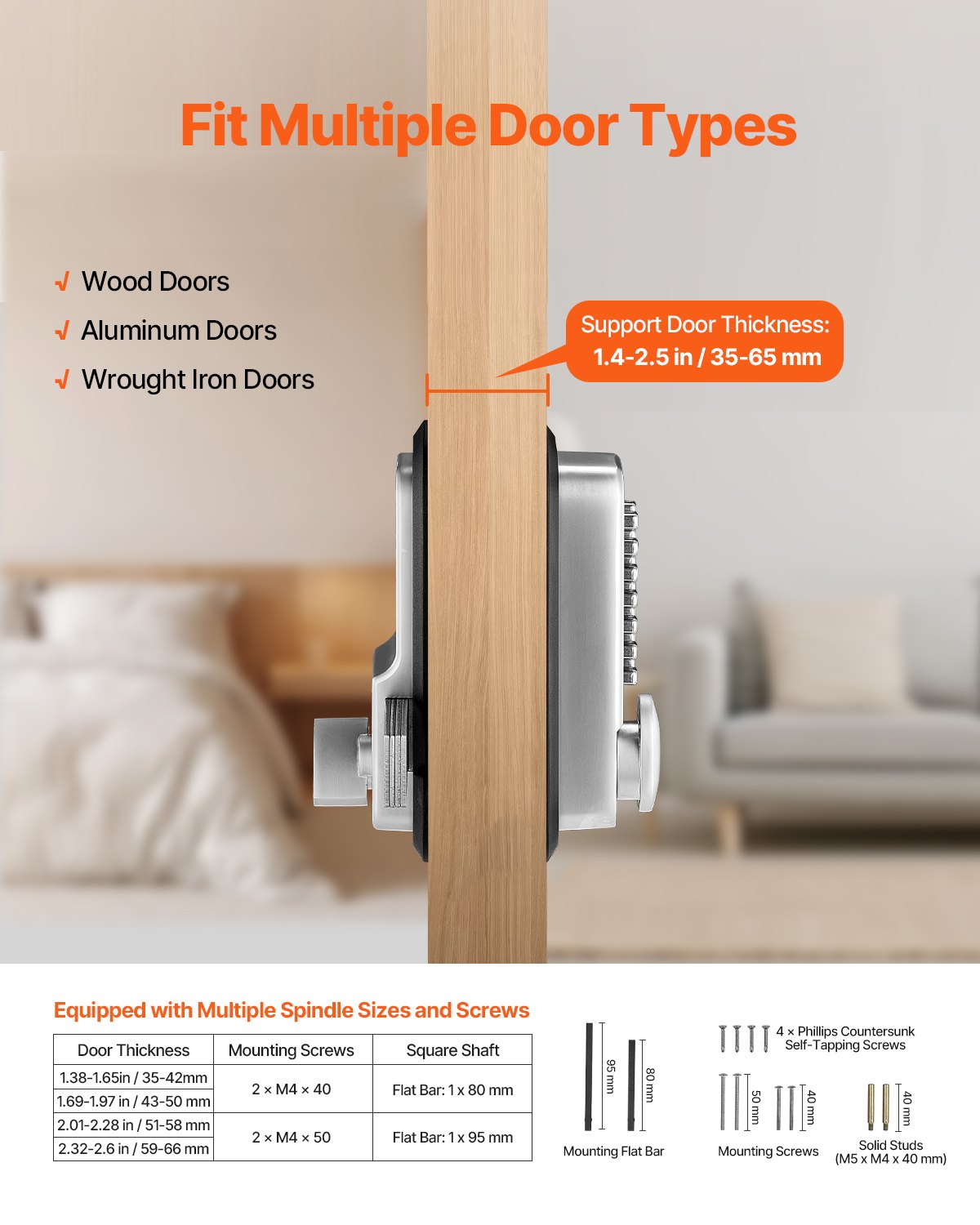 Mechanical keyless door lock 14 Key Mechanical door lock single sided
