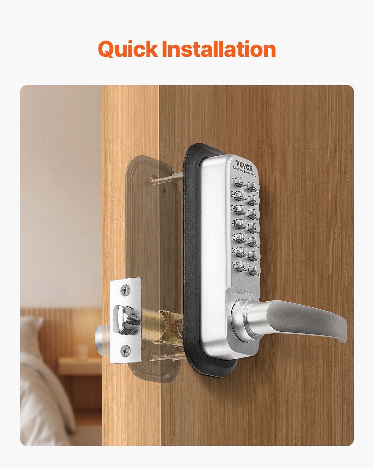 Mechanical Keyless Door Lock 14 Key Mechanical Door Lock for Home