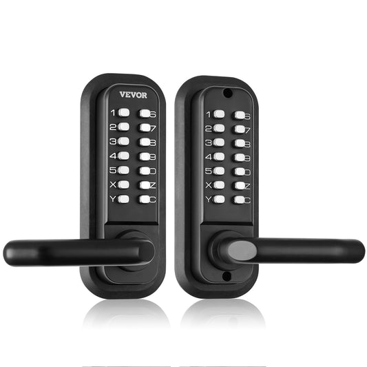 Mechanical Keyless Entry Door Lock, 14-Digit Keypad, Double-Sided Recessed Outdoor Gate Door Locks Set with Keypad and Handle, Waterproof Zinc Alloy, Easy to Install, for Garden, Yard, Garage