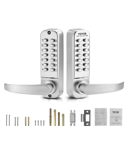 Mechanical Keyless Entry Door Lock 14 Keys Mechanical Keypad Lock Sliver