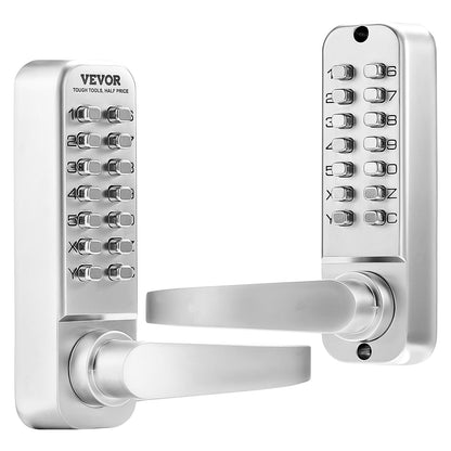 Mechanical Keyless Entry Door Lock 14 Keys Mechanical Keypad Lock Sliver