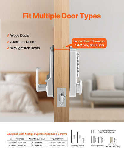 Mechanical Keyless Entry Door Lock 14 Key Mechanical Keypad Door Knob Home