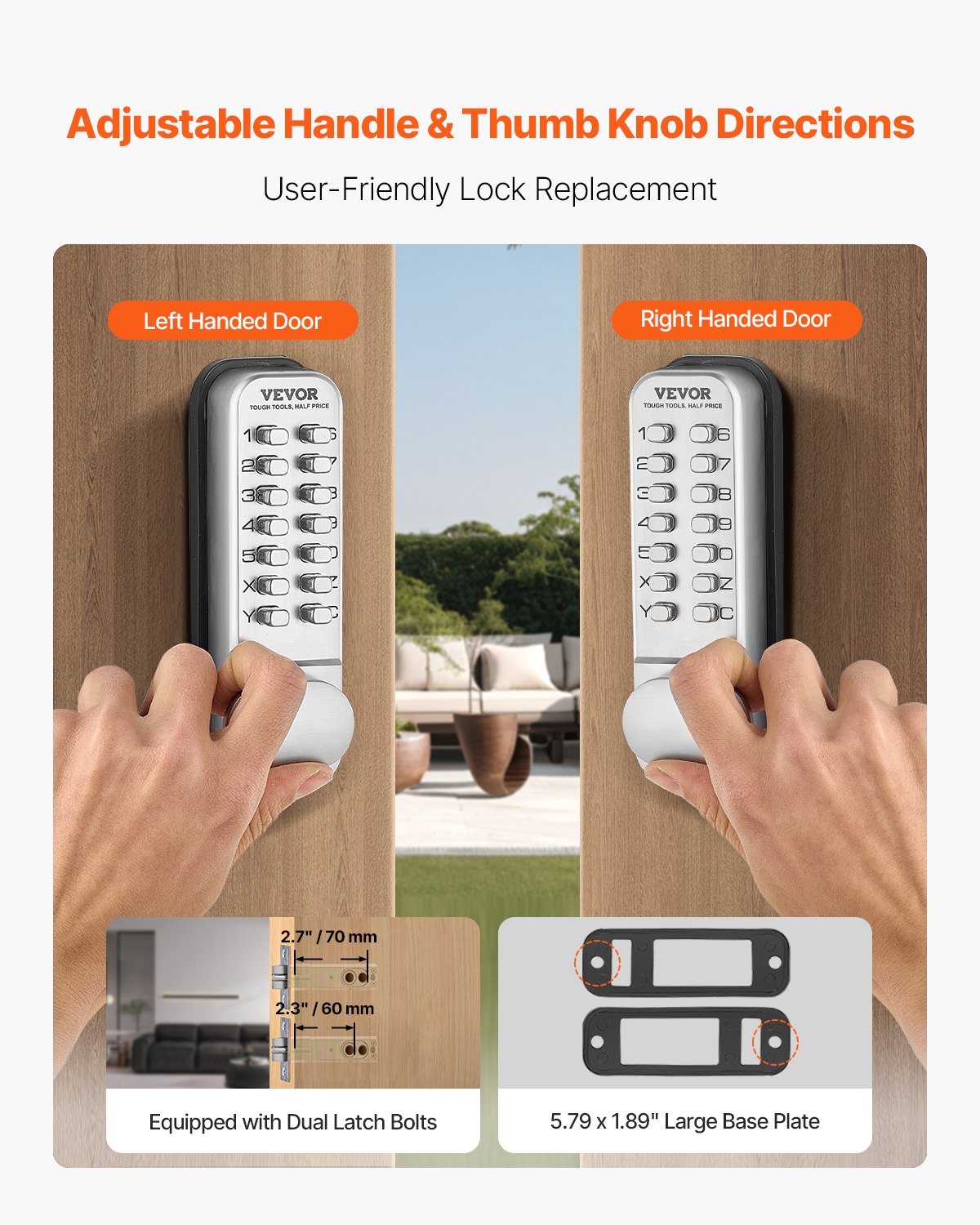 Mechanical Keyless Entry Door Lock 14 Key Mechanical Keypad Door Knob Home