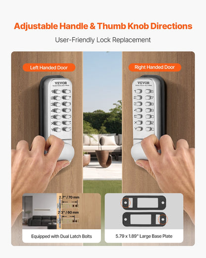 Mechanical Keyless Entry Door Lock 14 Key Mechanical Keypad Door Knob Home