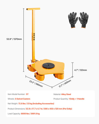 Maschinen-Rollschuh 8800 lbs Maschinen-Rollschuh mit Griff 360°-Drehung