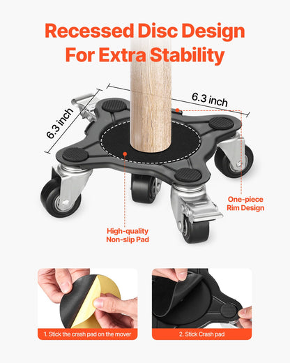 Furniture Dolly Heavy Duty Furniture Mover with 5 Wheels 1200 lbs Capacity