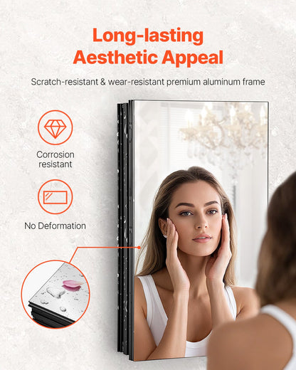 Medicine Cabinet 14" x 24" Mirror Medicine Cabinet Adjustable Shelves