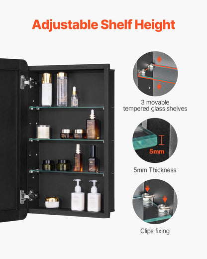Medicine Cabinet 16.5" x 27.5" Mirror Medicine Cabinet Adjustable Shelves
