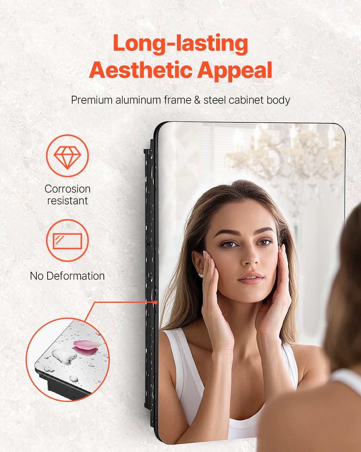 Medicine Cabinet 16.5" x 27.5" Mirror Medicine Cabinet Adjustable Shelves