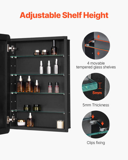 Medicine Cabinet 20" x 30" Mirror Medicine Cabinet Adjustable Shelves