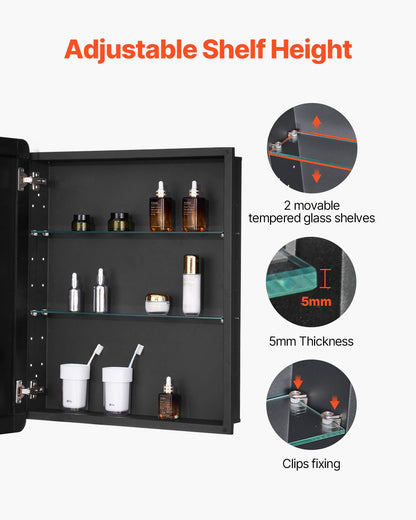 Medicine Cabinet 24" x 30" Mirror Medicine Cabinet Adjustable Shelves