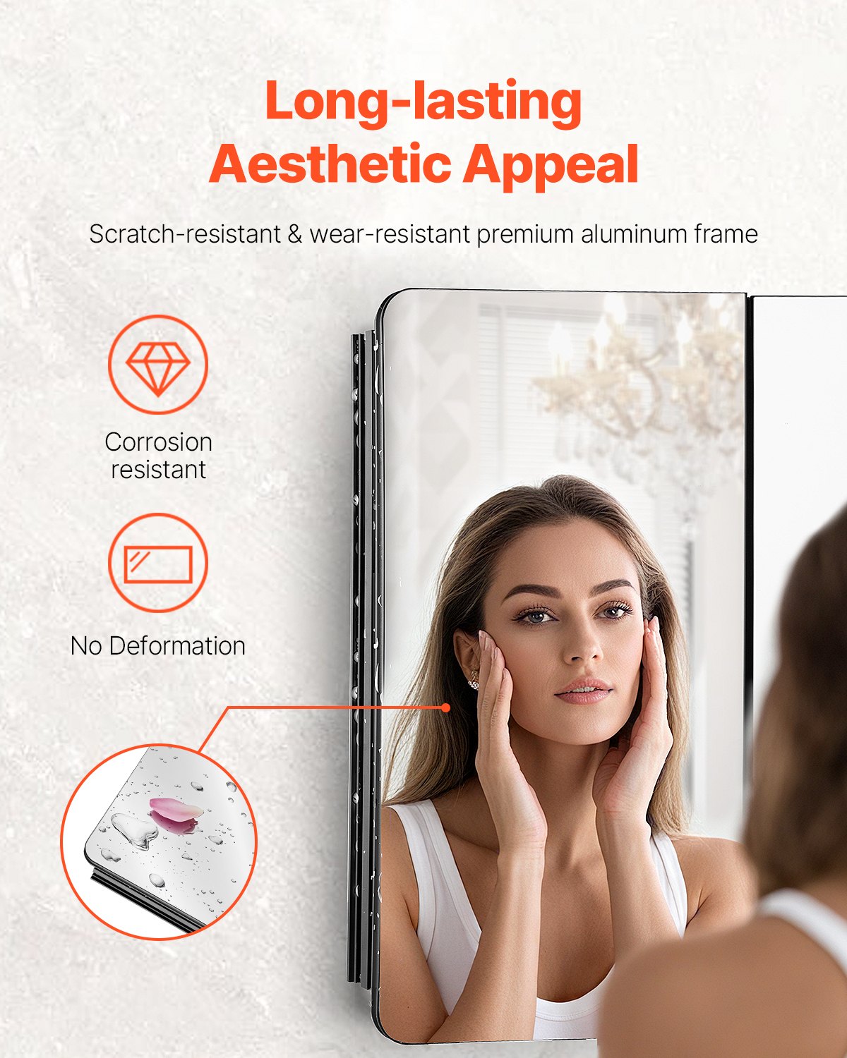 Medicine Cabinet 25.5" x 40" Mirror Medicine Cabinet Adjustable Shelves