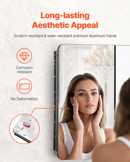 Medicine Cabinet 25.5" x 40" Mirror Medicine Cabinet Adjustable Shelves